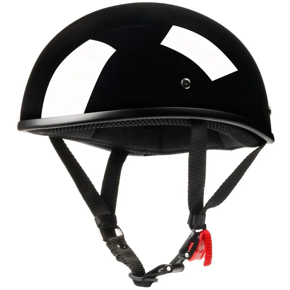 bare minimum motorcycle helmet WCL Lightest and Smallest DOT Beanie Half - Matte Black Light Weight and High Impact Resistant BARE BONES Strokers Dallas