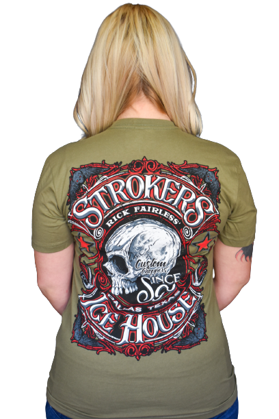 Strokers Icehouse "Skully" military green T-Shirt
